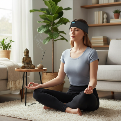 Sleep Headphones Bluetooth Sleeping Headband - Elastic Sleeping Headphones for Side Sleeper Gifts Stocking Stuffers for Men Women Comfy Music Sleep Band Earbuds Cozy ASMR Ear Muffs Wireless Eye Mask