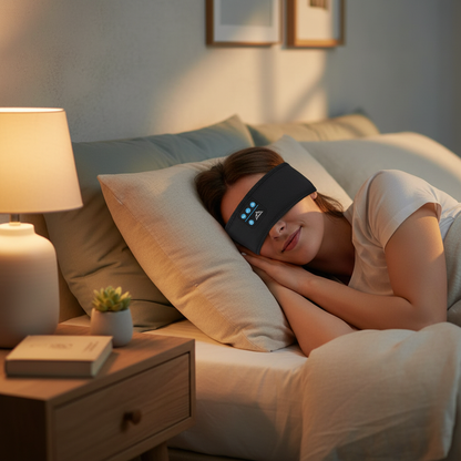 Sleep Headphones Bluetooth Sleeping Headband - Elastic Sleeping Headphones for Side Sleeper Gifts Stocking Stuffers for Men Women Comfy Music Sleep Band Earbuds Cozy ASMR Ear Muffs Wireless Eye Mask