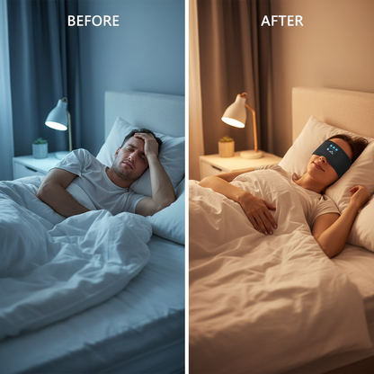 Sleep Headphones Bluetooth Sleeping Headband - Elastic Sleeping Headphones for Side Sleeper Gifts Stocking Stuffers for Men Women Comfy Music Sleep Band Earbuds Cozy ASMR Ear Muffs Wireless Eye Mask